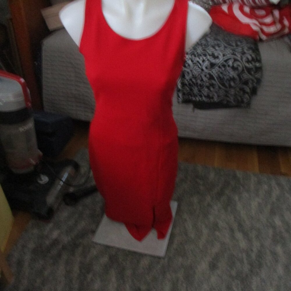 sporanos small red sleeveless dress with slit stretchy6